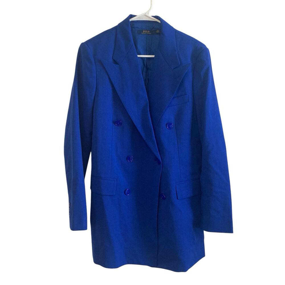 Polo Ralph Lauren Blazer Womens 4 Blue Long Sleeve Wool Preppy Academia